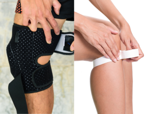 Image of various types of sports tape, including adhesive sports tape, coach sports tape, Johnson and Johnson sports tape, and pain relief sports tape for injury support.