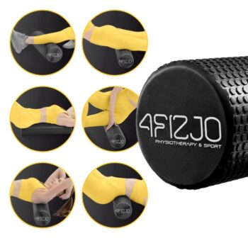 Foam roller 90cm with textured surface, ideal for back therapy, pilates exercises, and beginners.