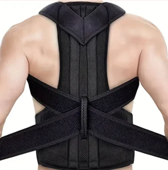 Back view of adjustable posture corrector brace with shoulder straps