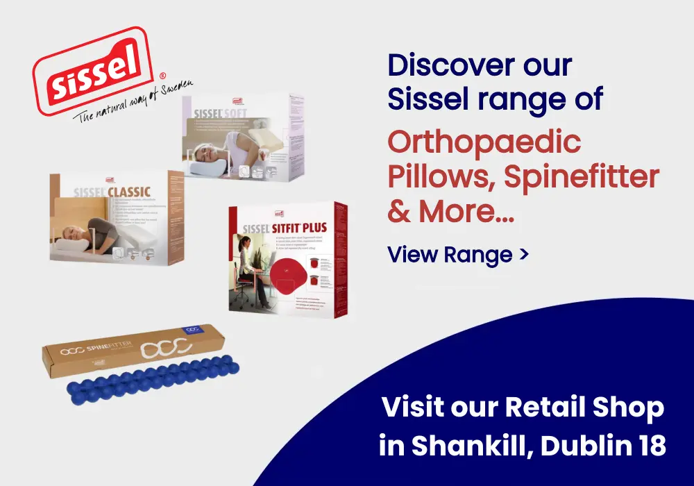 Mobile banner showing our range of orthopedic pillows by Sissel.