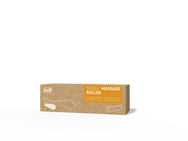 Packaging box of the Sissel Massage Foam Roller showing product details and features.