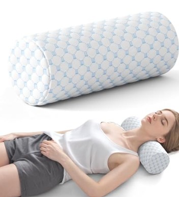 Cylindrical Memory Foam Bolster Pillow for Neck and Back Support