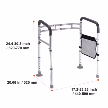 Toilet support rails installed around standard toilet