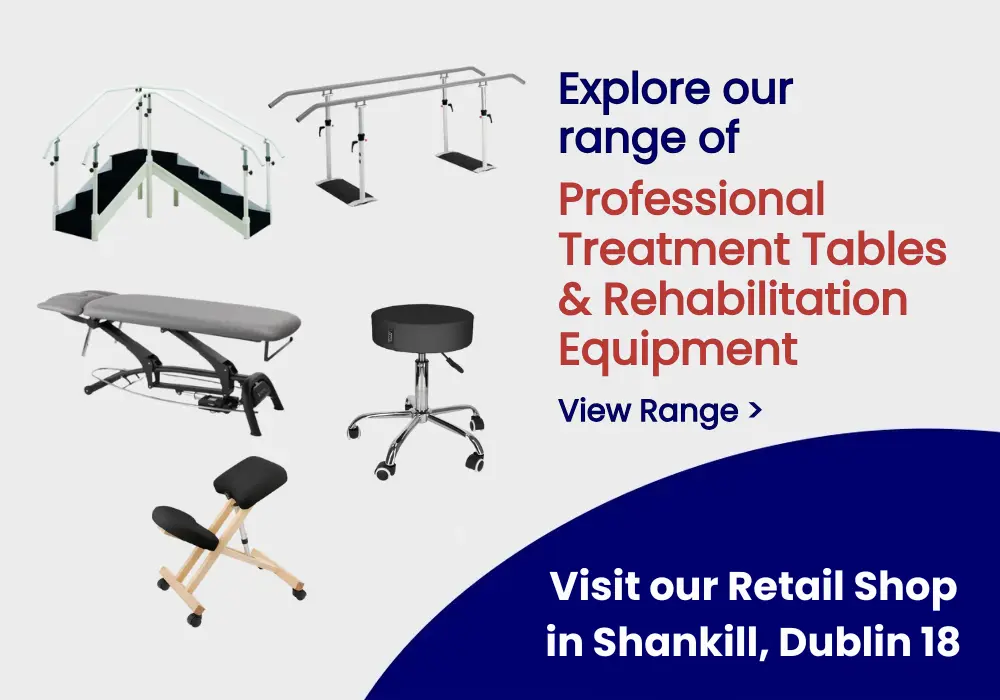 Displaying our range of treatment tables and rehab equipment. 