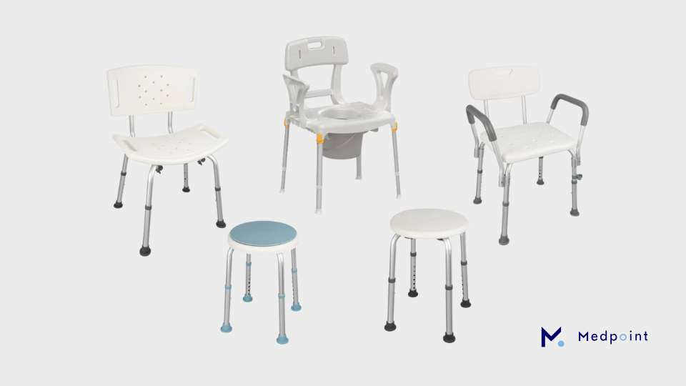 Image displaying our range of shower chairs and shower seats. We provide those to people who don't want to deal with waiting times from HSE.