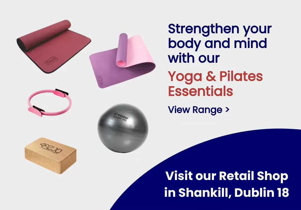 Mobile hero image showing our range of pilates and yoga essential products.