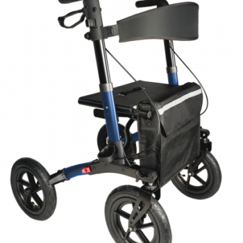 YOLA AIR outdoor aluminium 4-wheeled rollator with seat and large pneumatic tyres for smooth mobility on all terrains in Ireland.