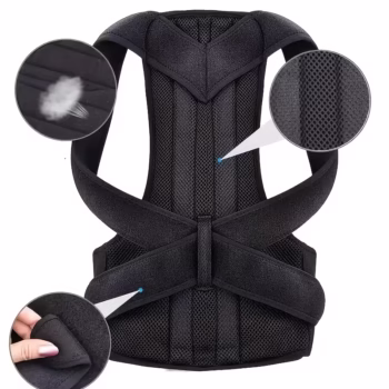 Back posture corrector brace with padded straps and breathable mesh