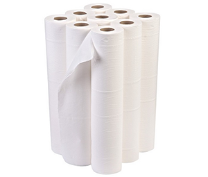 Multiple couch rolls stacked together, showing a full box of 9 rolls