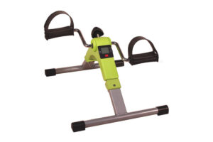 Portable pedal exerciser with a digital display, designed for seated or tabletop use, suitable for seniors and disabled individuals to improve mobility and fitness