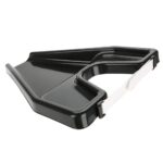 Black ergonomic hair wash tray featuring a contoured neck cut-out and built-in drainage lip for comfortable use over a sink