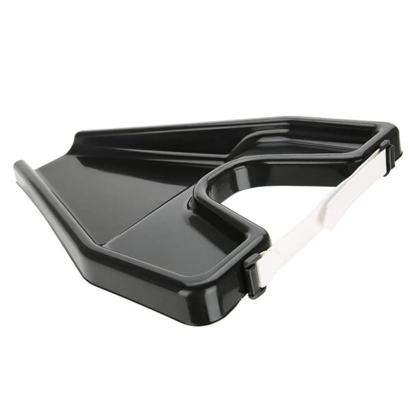 Black ergonomic hair wash tray featuring a contoured neck cut-out and built-in drainage lip for comfortable use over a sink