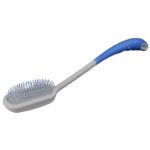 Long Handled Hairbrush with soft, flexible bristles on a white background"