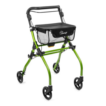 Front view of the Indoor Aluminium Rollator 4 Wheels showing tray and ergonomic handles