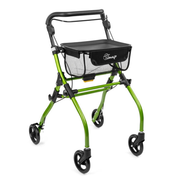 Front view of the Indoor Aluminium Rollator 4 Wheels showing tray and ergonomic handles