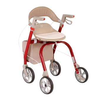 wheeled rollator mobility aid red