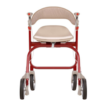 wheeled rollator mobility aid red and pink