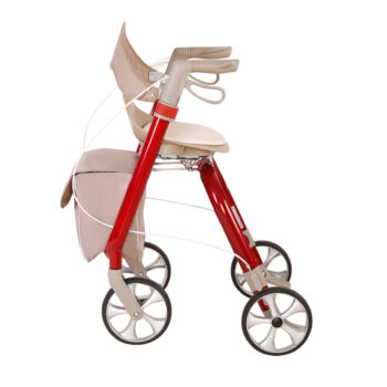 wheeled rollator mobility aid red