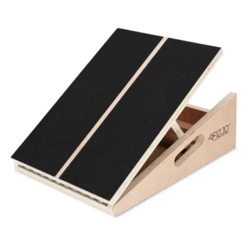 wooden slant board front view for calf stretching and posture support