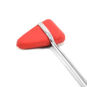 Close-up of the Taylor Reflex Hammer’s firm triangular rubber head, designed for precise deep tendon reflex testing in clinical exams.