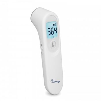infrared forehead thermometer showing digital display for non-contact temperature measurement